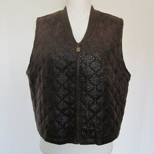 Studio Blue Women’s Brown Sleeveless Zip Up Quilted Vest M